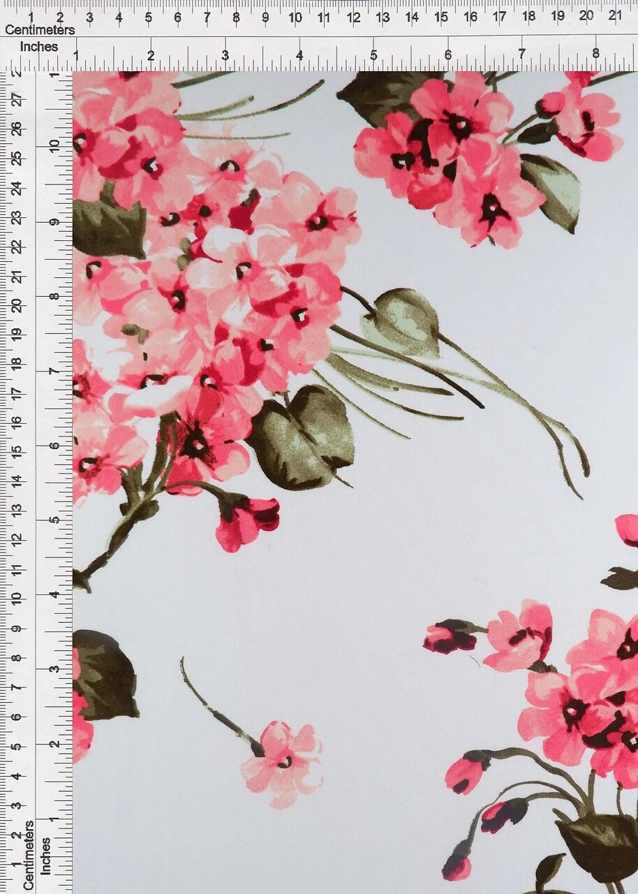 1 DTY Brushed Floral Print FabricYard Ivory Soft Stretch Lightweight 58/60" Wide